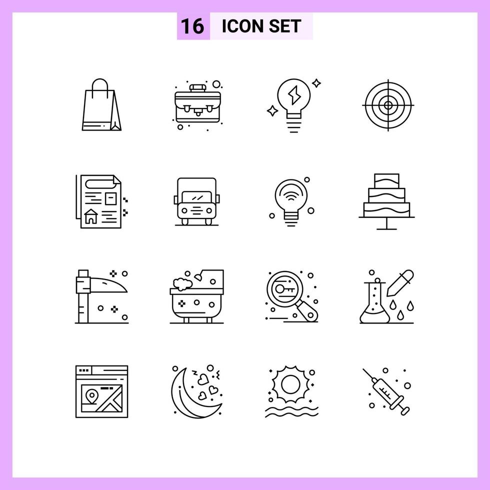 16 Icons in Line Style Outline Symbols on White Background Creative Vector Signs for Web mobile and Print Creative Black Icon vector background