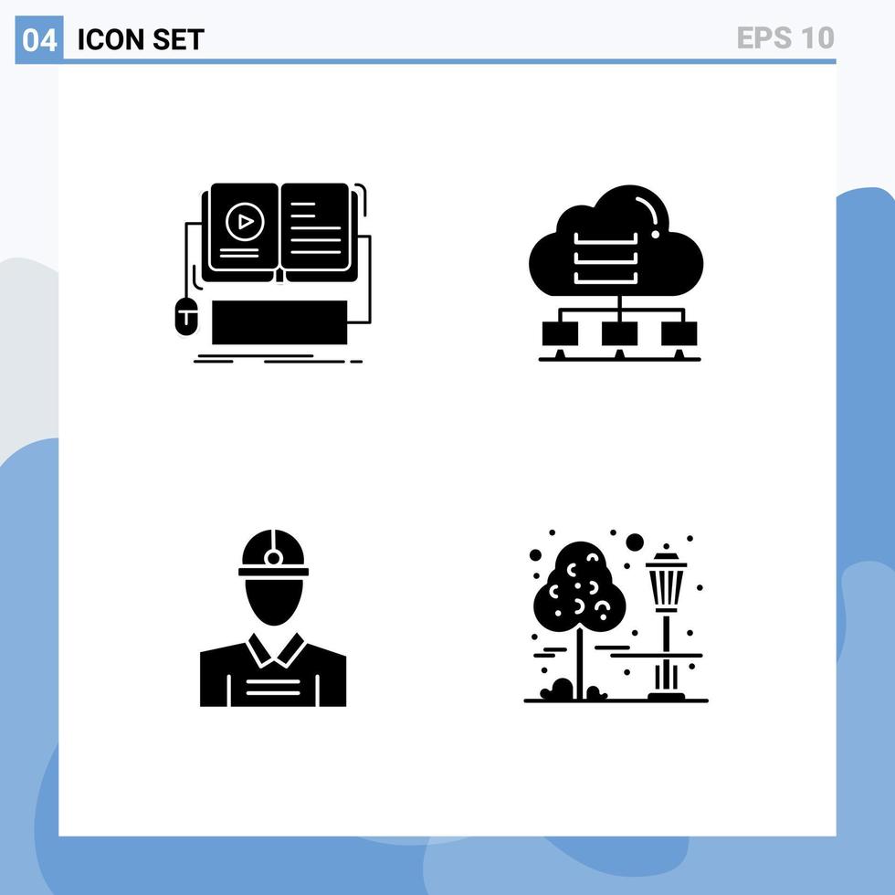 Pack of Modern Solid Glyphs Signs and Symbols for Web Print Media such as book cloud mobile computer engineer Editable Vector Design Elements