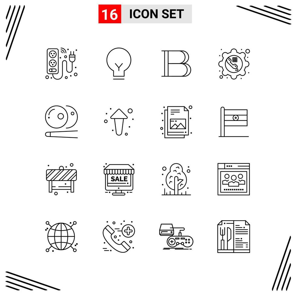 16 iconos estilo de línea basados en cuadrícula símbolos de esquema creativos para el diseño de sitios web signos de icono de línea simple aislados en fondo blanco 16 conjunto de iconos fondo de vector de icono negro creativo