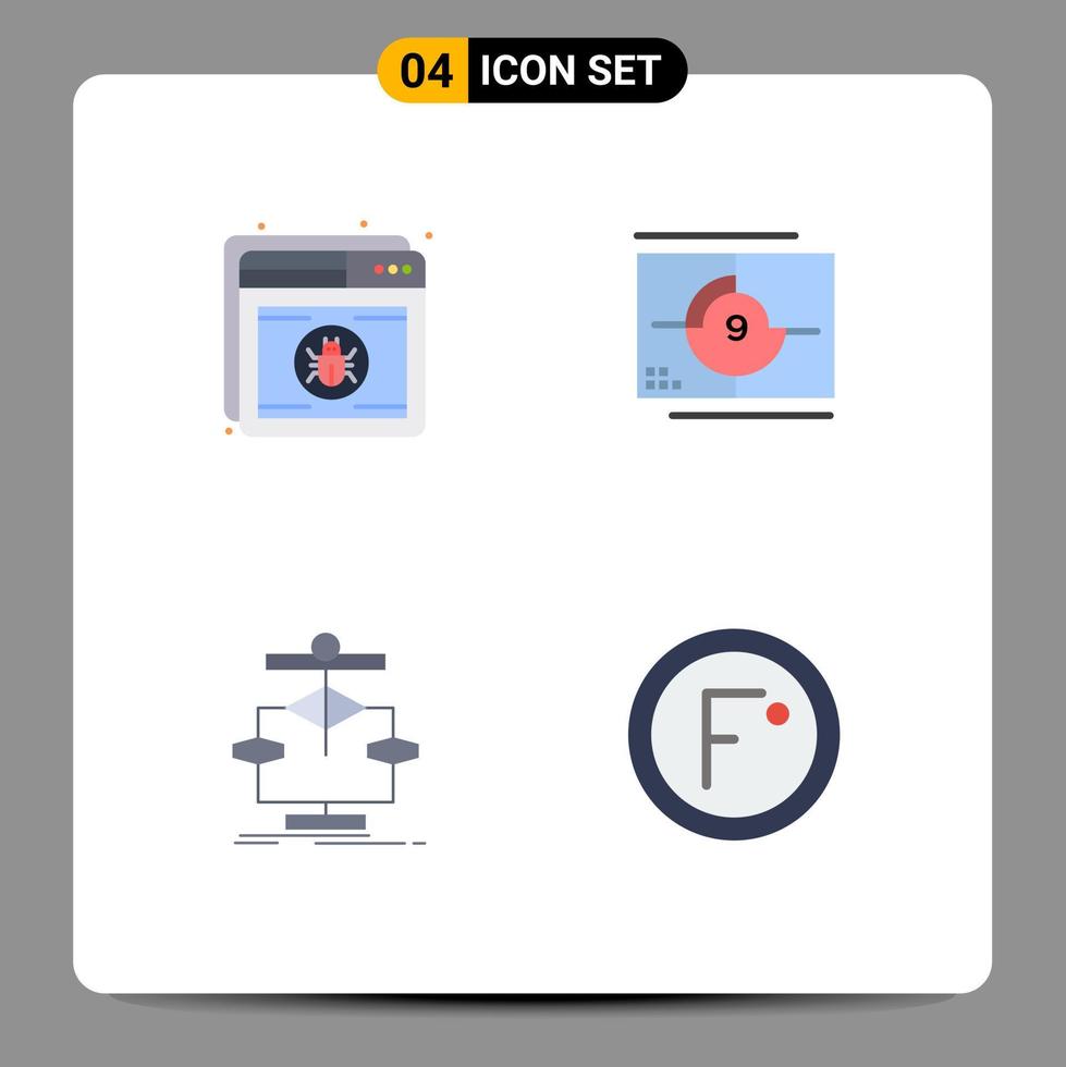 Pictogram Set of 4 Simple Flat Icons of antivirus premiere web movie chart Editable Vector Design Elements