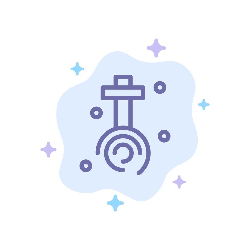 Celebration Christian Cross Easter Blue Icon on Abstract Cloud Background vector