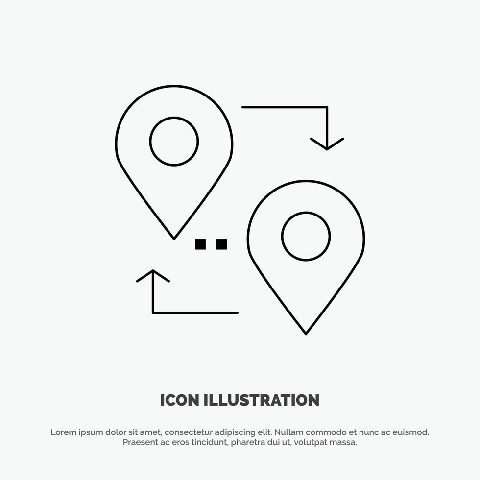 Location Map Pointer Travel Line Icon Vector