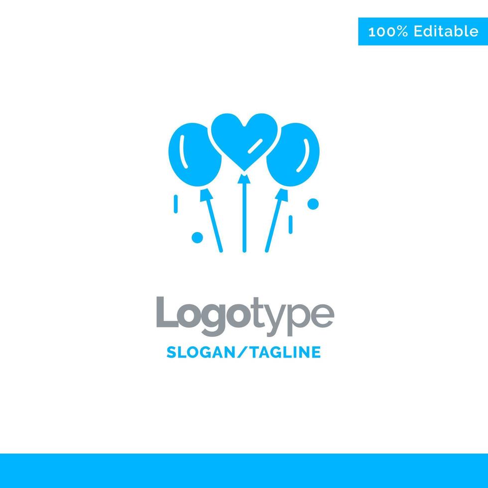 globo amor boda corazón azul sólido logotipo plantilla lugar para eslogan vector