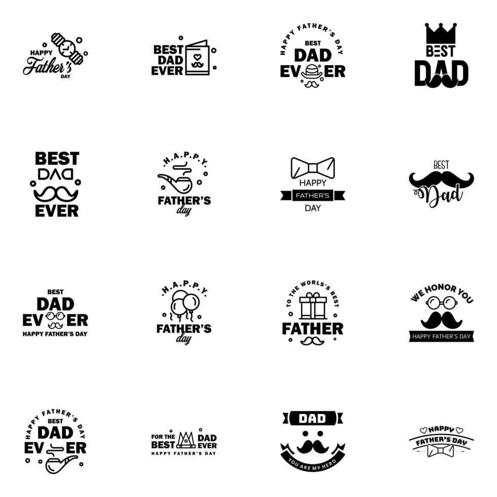 happy fathers day 16 Black text design Vector calligraphy Typography poster Usable as background Editable Vector Design Elements