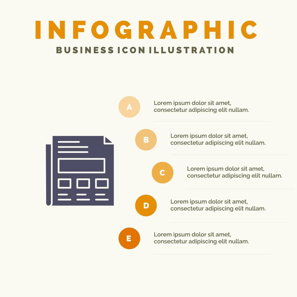 Report Paper Sheet Presentation Solid Icon Infographics 5 Steps Presentation Background vector