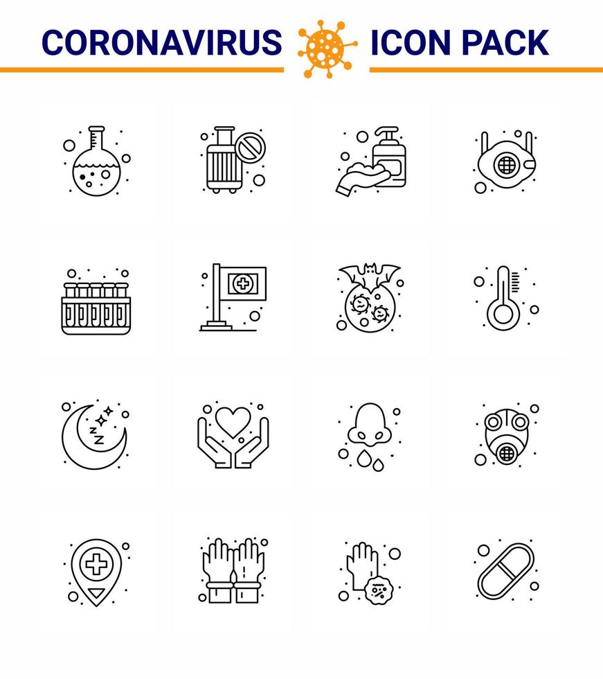 COVID19 corona virus contamination prevention Blue icon 25 pack such as chemistry safety corona medical face viral coronavirus 2019nov disease Vector Design Elements