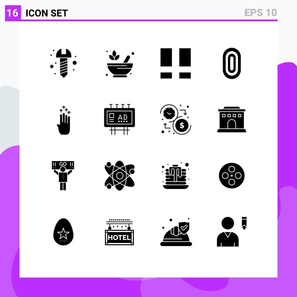 Set of 16 Modern UI Icons Symbols Signs for four rug interface ornamental buildings Editable Vector Design Elements