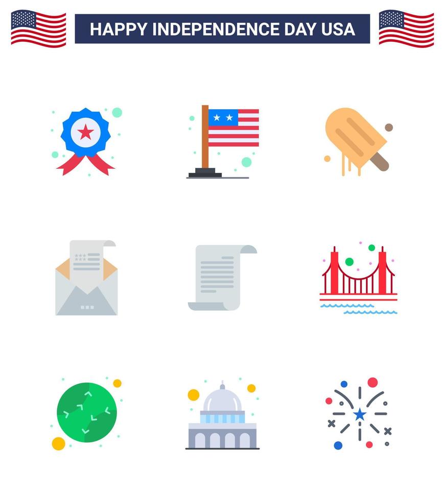 9 Flat Signs for USA Independence Day file invitation icecream greeting email Editable USA Day Vector Design Elements