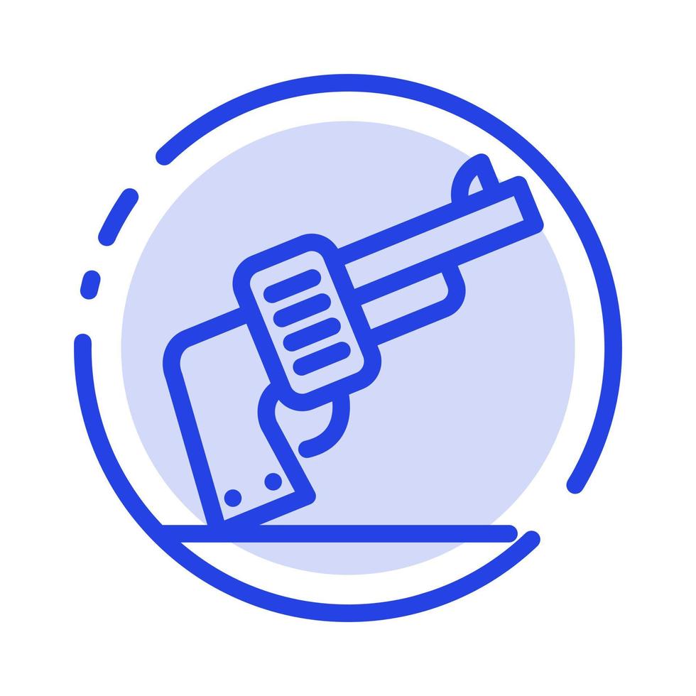 Gun Hand Weapon American Blue Dotted Line Line Icon vector