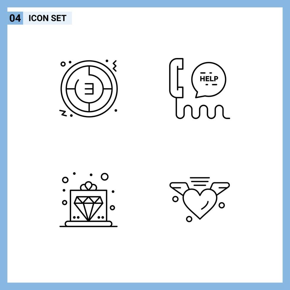 4 Thematic Vector Filledline Flat Colors and Editable Symbols of countdown help clock center premium Editable Vector Design Elements