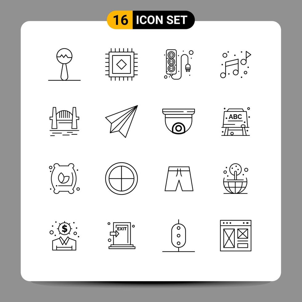 16 iconos creativos signos y símbolos modernos de comunicación fuente de alimentación del puerto citysets australia elementos de diseño vectorial editables vector