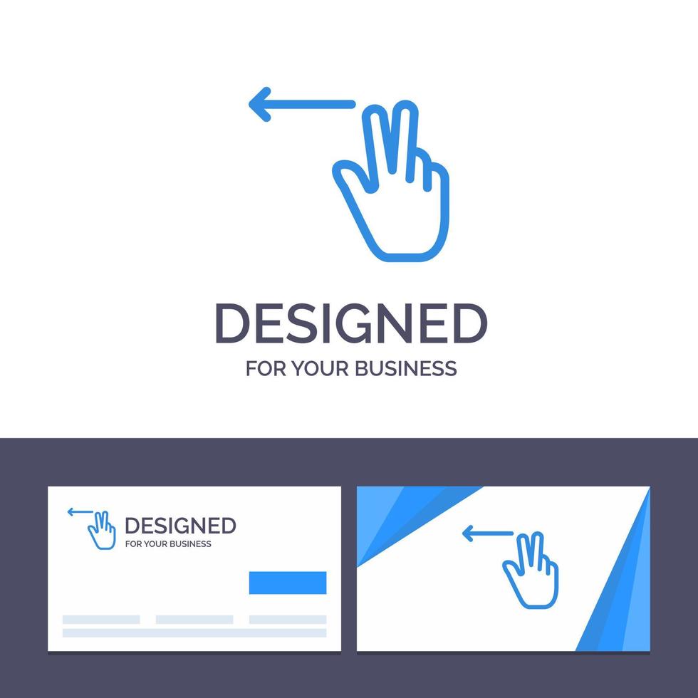 Creative Business Card and Logo template Fingers Gesture Left Vector Illustration