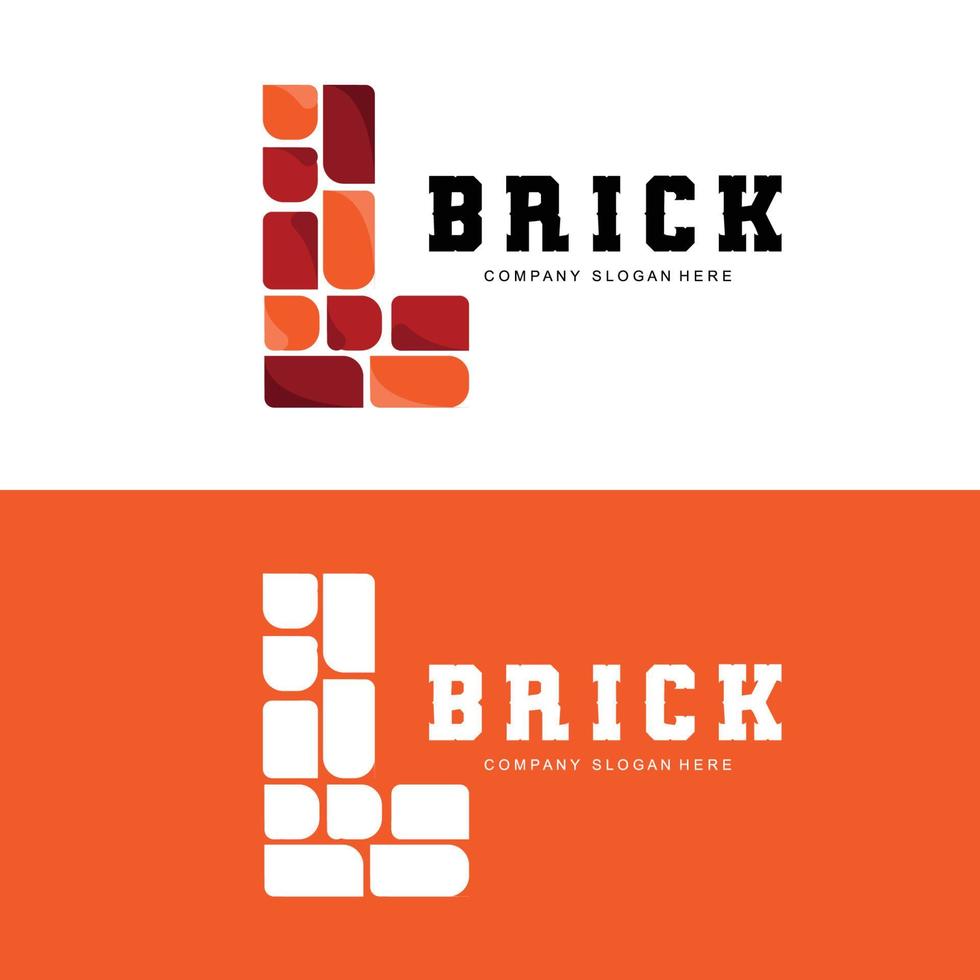 diseño de logotipo de ladrillos, vector de ilustración de piedra material, icono de construcción de edificios