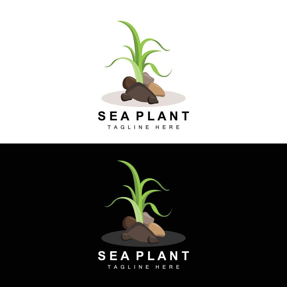 Seaweed Logo, Sea Plants Vector Design, Grocery And Nature Protection