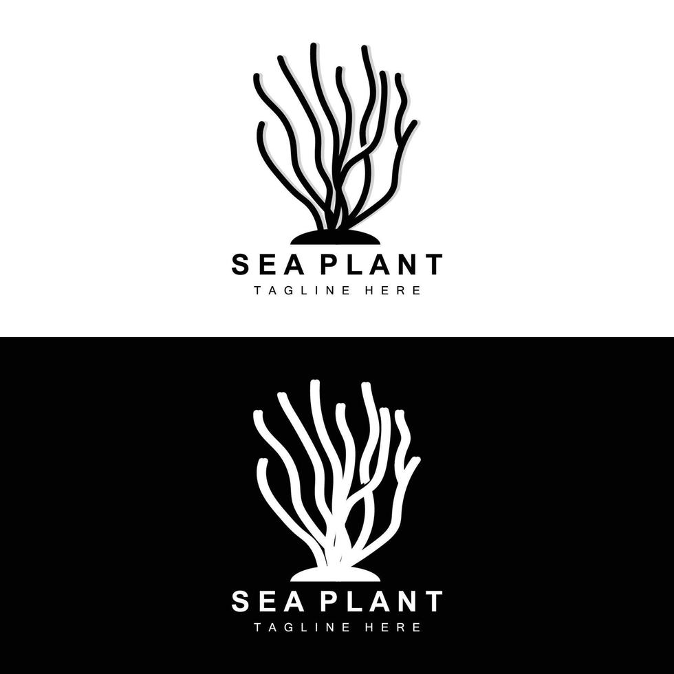 Seaweed Logo, Sea Plants Vector Design, Grocery And Nature Protection