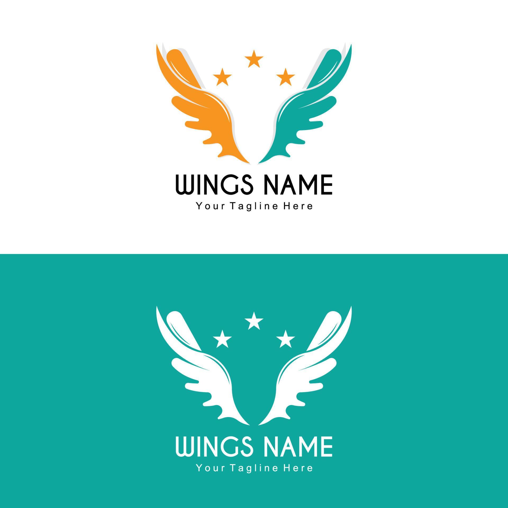 Wings Logo Design, Shield Wings Vector, Bird Feather Illustration