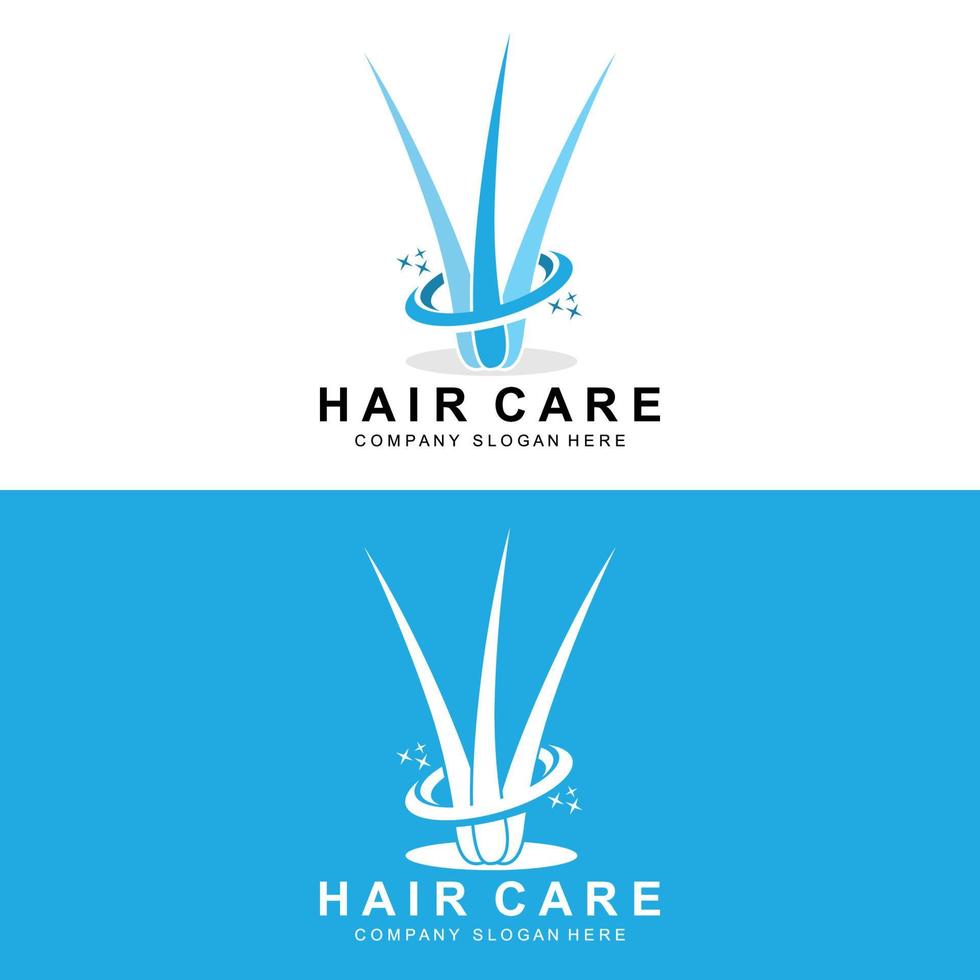 logotipo para el cuidado del cabello, diseño de la capa del cuero cabelludo, ilustración de la marca del salón de salud vector