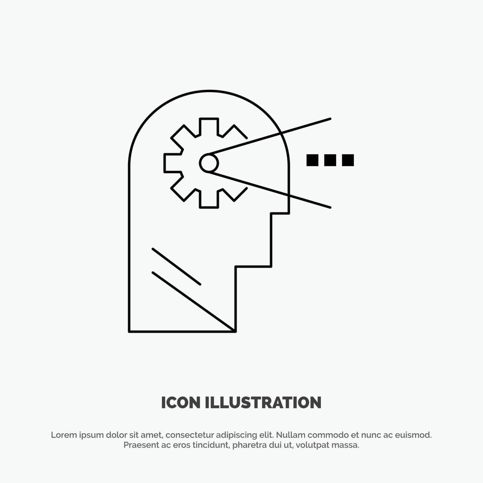 Cognitive Process Mind Head Line Icon Vector