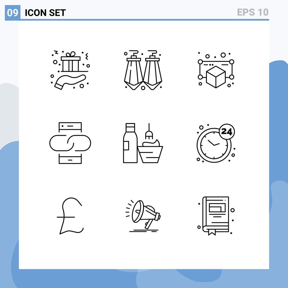 Universal Icon Symbols Group of 9 Modern Outlines of cosmetics message gadget link contact Editable Vector Design Elements