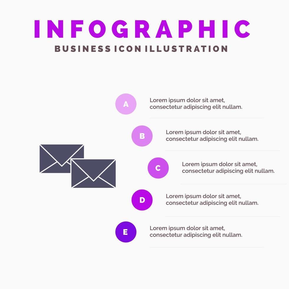Mail Reply Forward Business Correspondence Letter Solid Icon Infographics 5 Steps Presentation Background vector