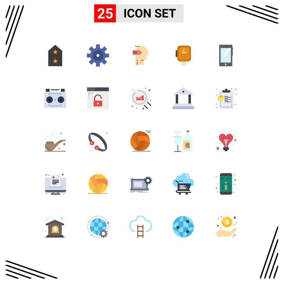 paquete de iconos de vector de stock de 25 signos y símbolos de línea para elementos de diseño de vector editables de voltaje de potencia de agotamiento de transformador de teléfono inteligente