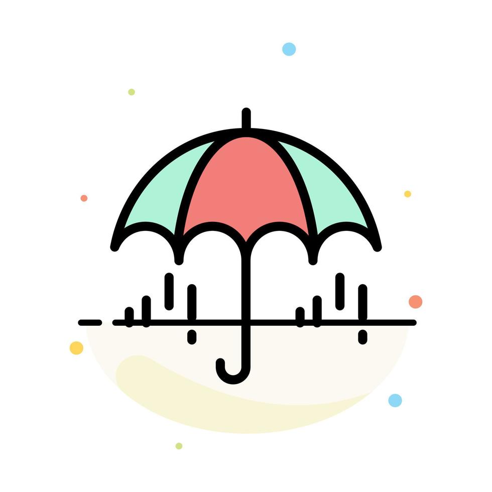 Umbrella Rain Weather Spring Abstract Flat Color Icon Template vector