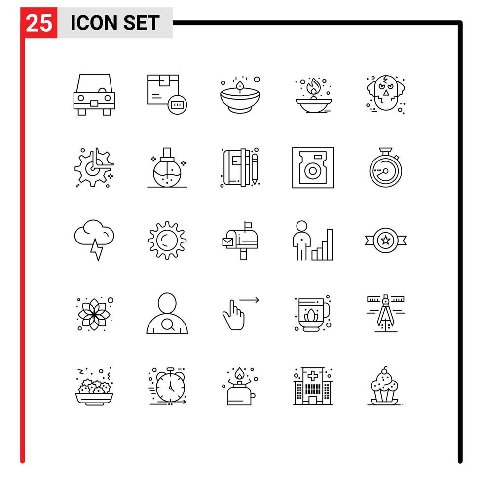 Group of 25 Modern Lines Set for flame light shipping light glow Editable Vector Design Elements