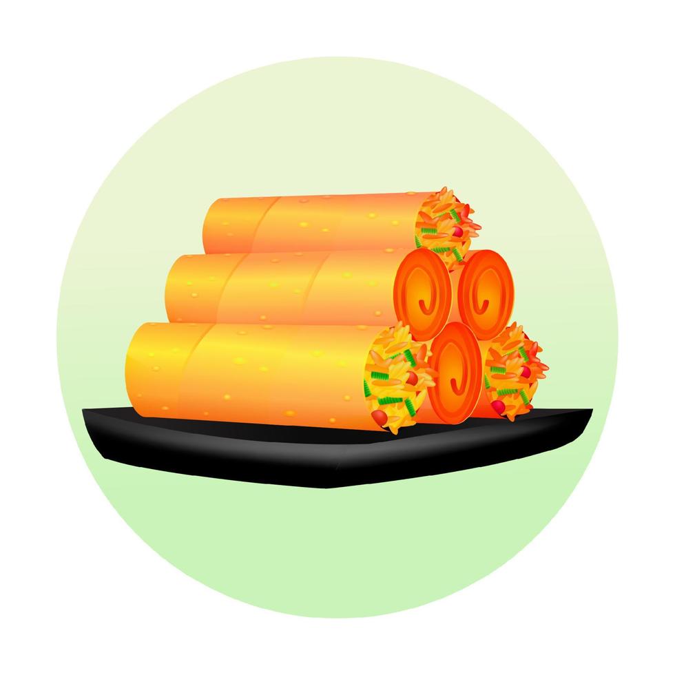 Chinese food, 3d illustration of stuffed fried spring rolls vector