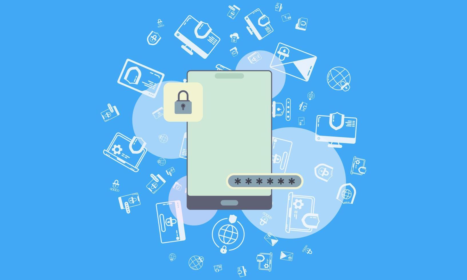 safely locked smartphone illustration vector