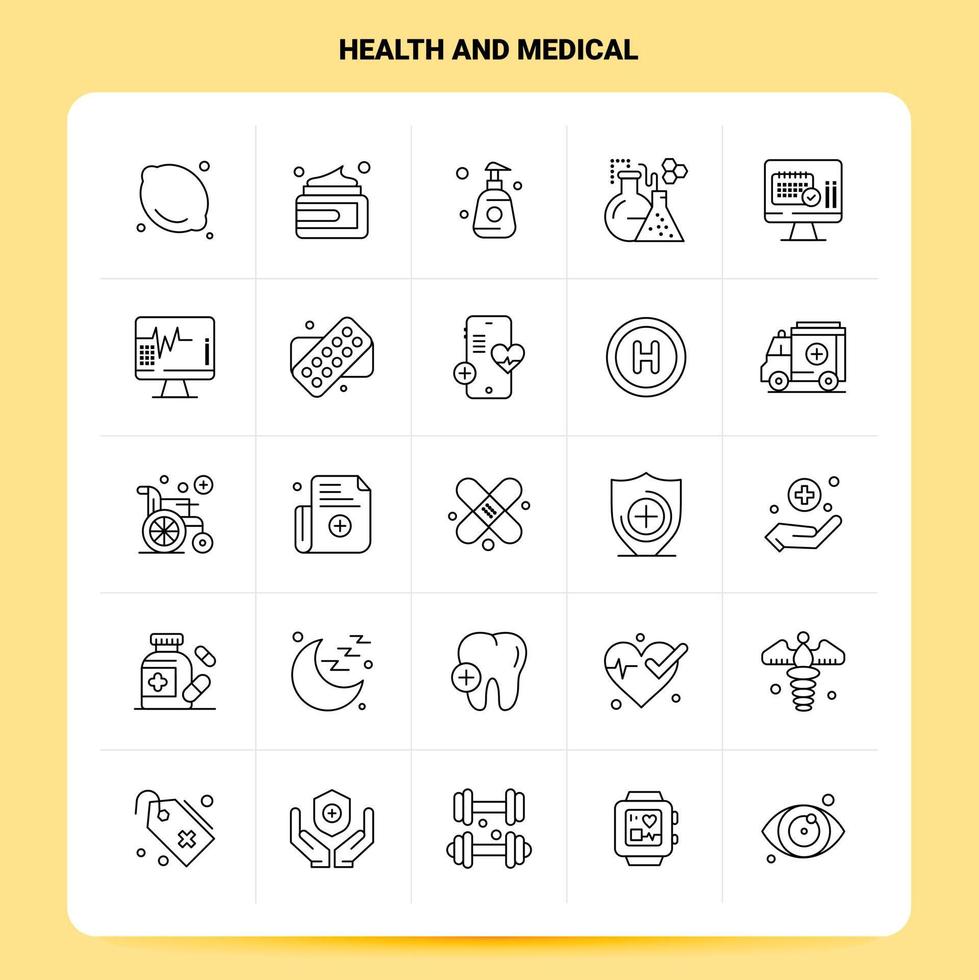 OutLine 25 Health And Medical Icon set. Vector Line Style Design Black Icons Set. Linear pictogram pack. Web and Mobile Business ideas design Vector Illustration.