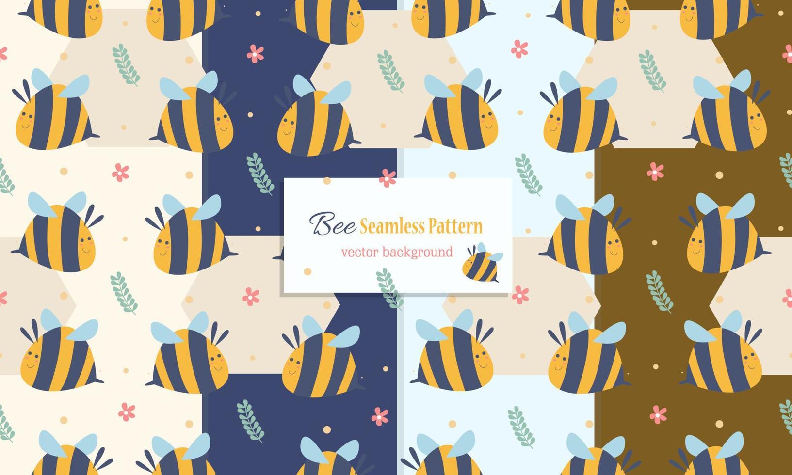 Animal seamless pattern with cute bee design vector