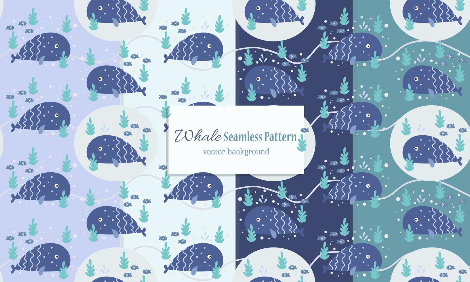 Animal seamless pattern with a cute whale design vector