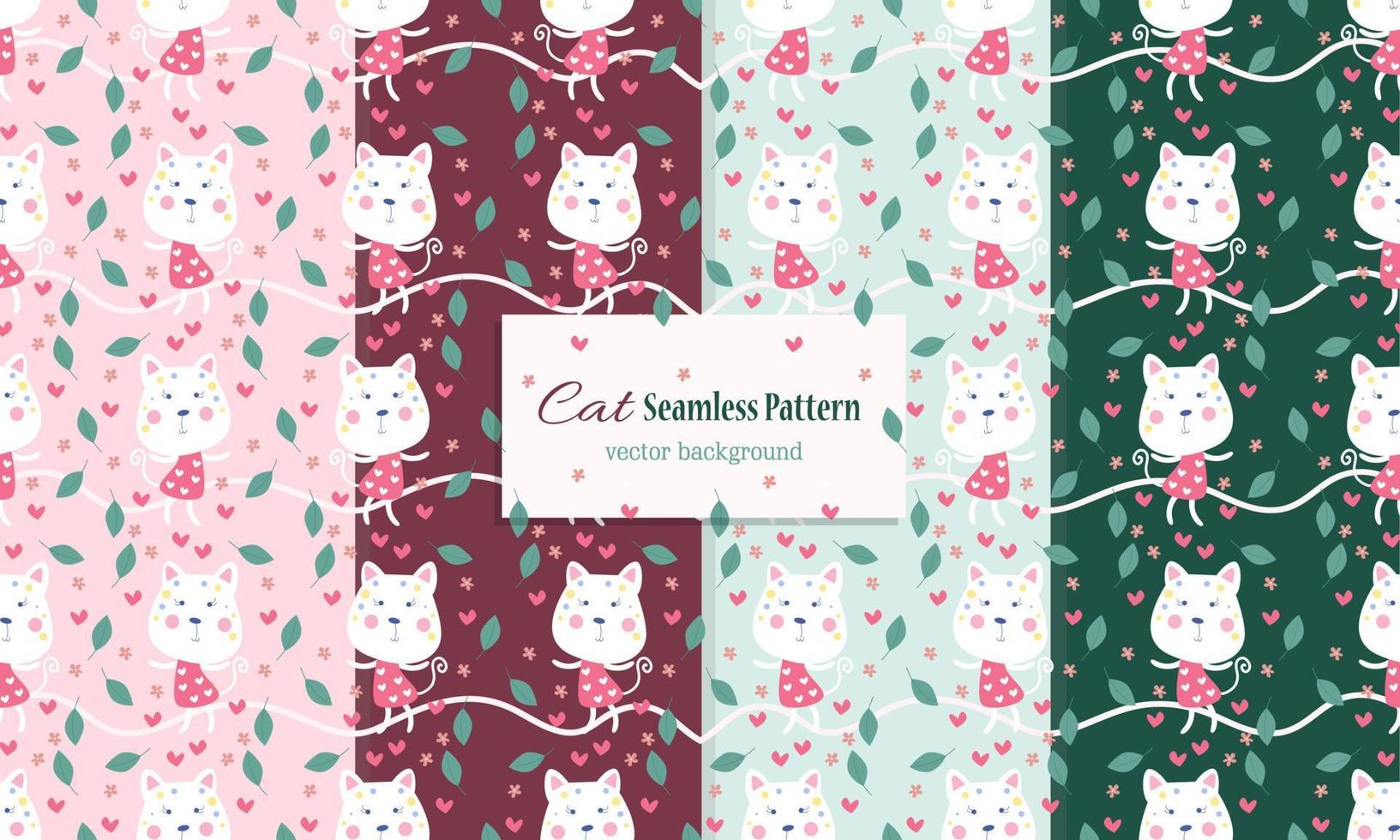 Animal seamless pattern with cute cat design vector