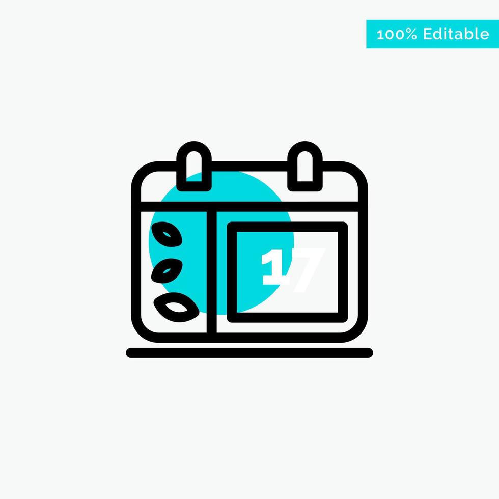 Calendar Day Date Ireland turquoise highlight circle point Vector icon