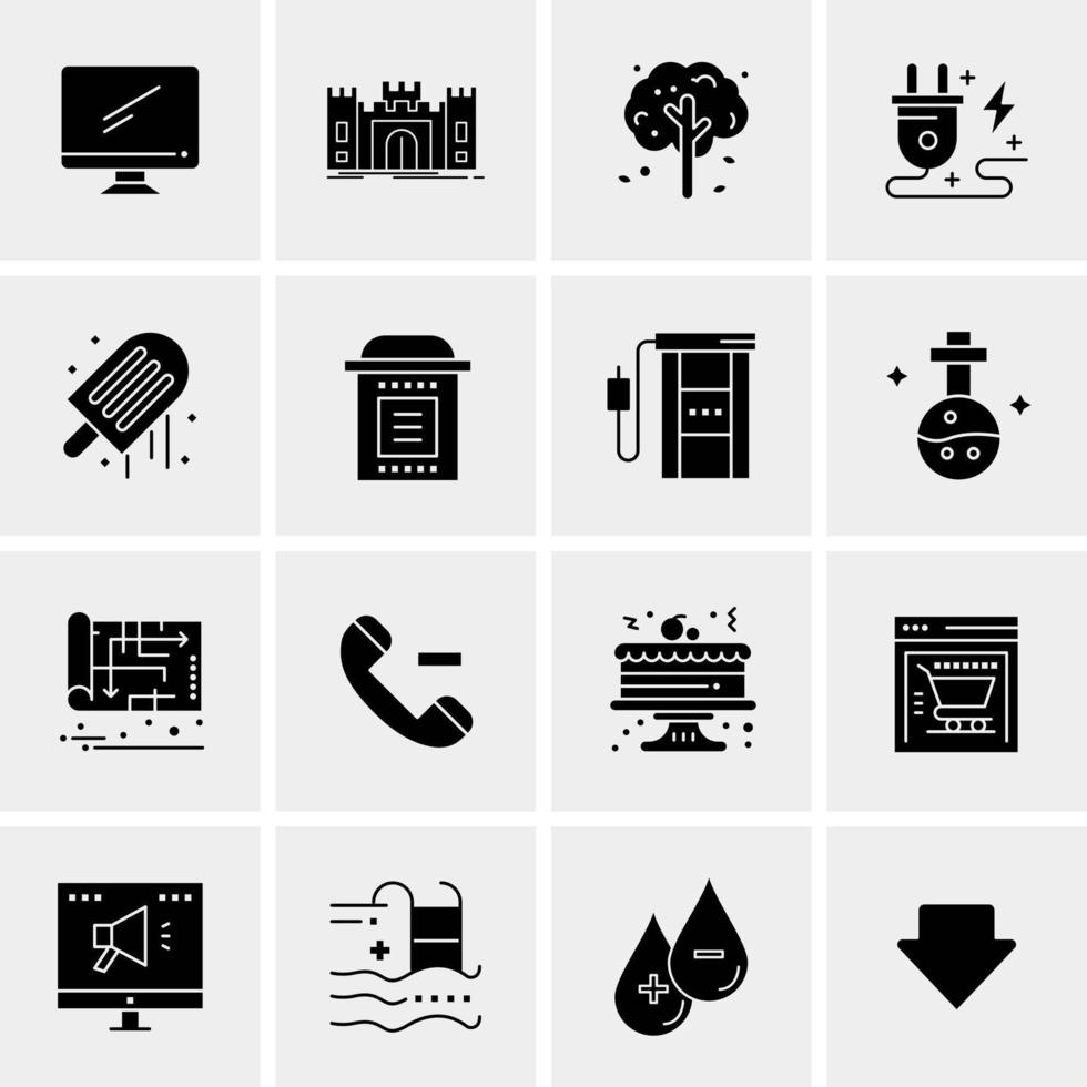 16 iconos de negocios universales vector ilustración de icono creativo para usar en proyectos relacionados con la web y dispositivos móviles