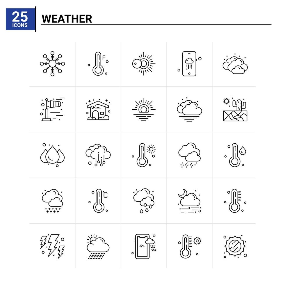 25 Weather icon set vector background