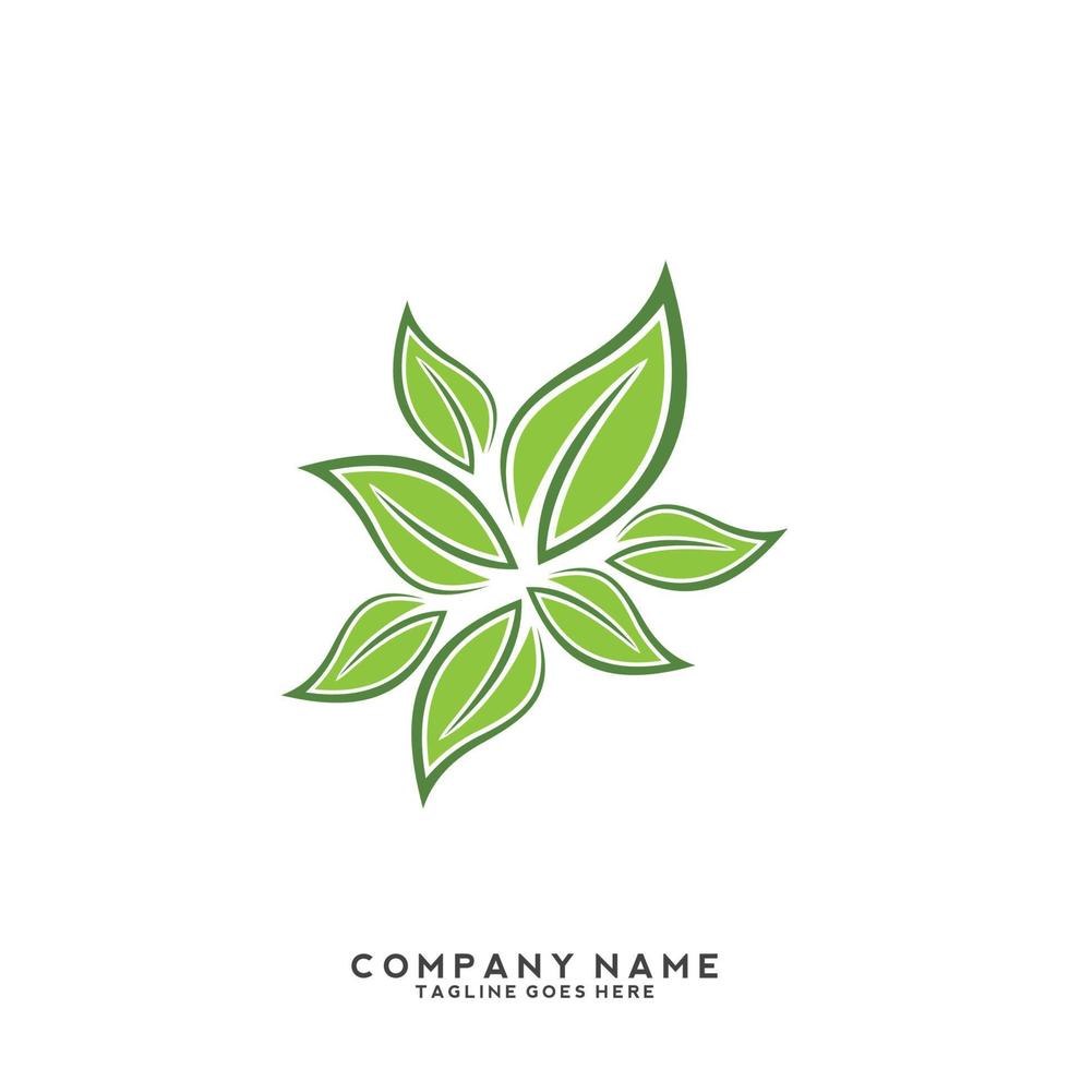 Green leaves logo. plant nature eco garden stylized icon vector botanical.