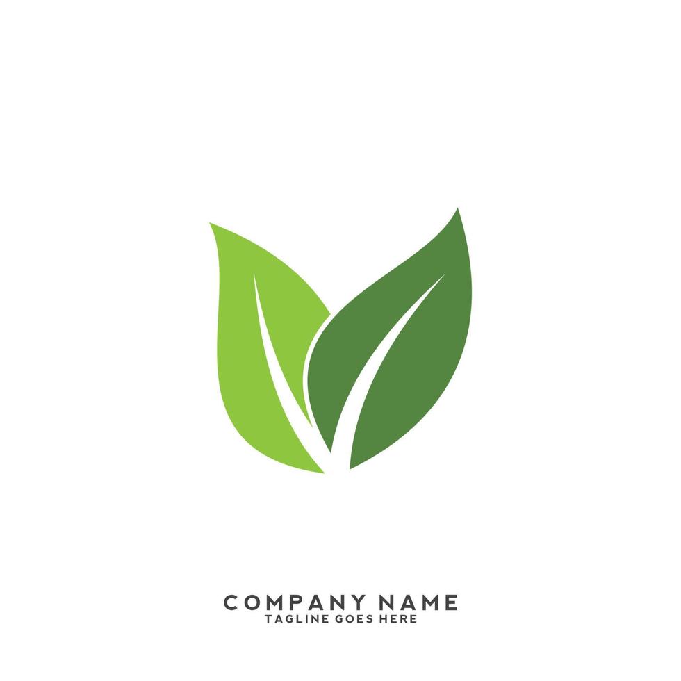 Green leaves logo. plant nature eco garden stylized icon vector botanical.