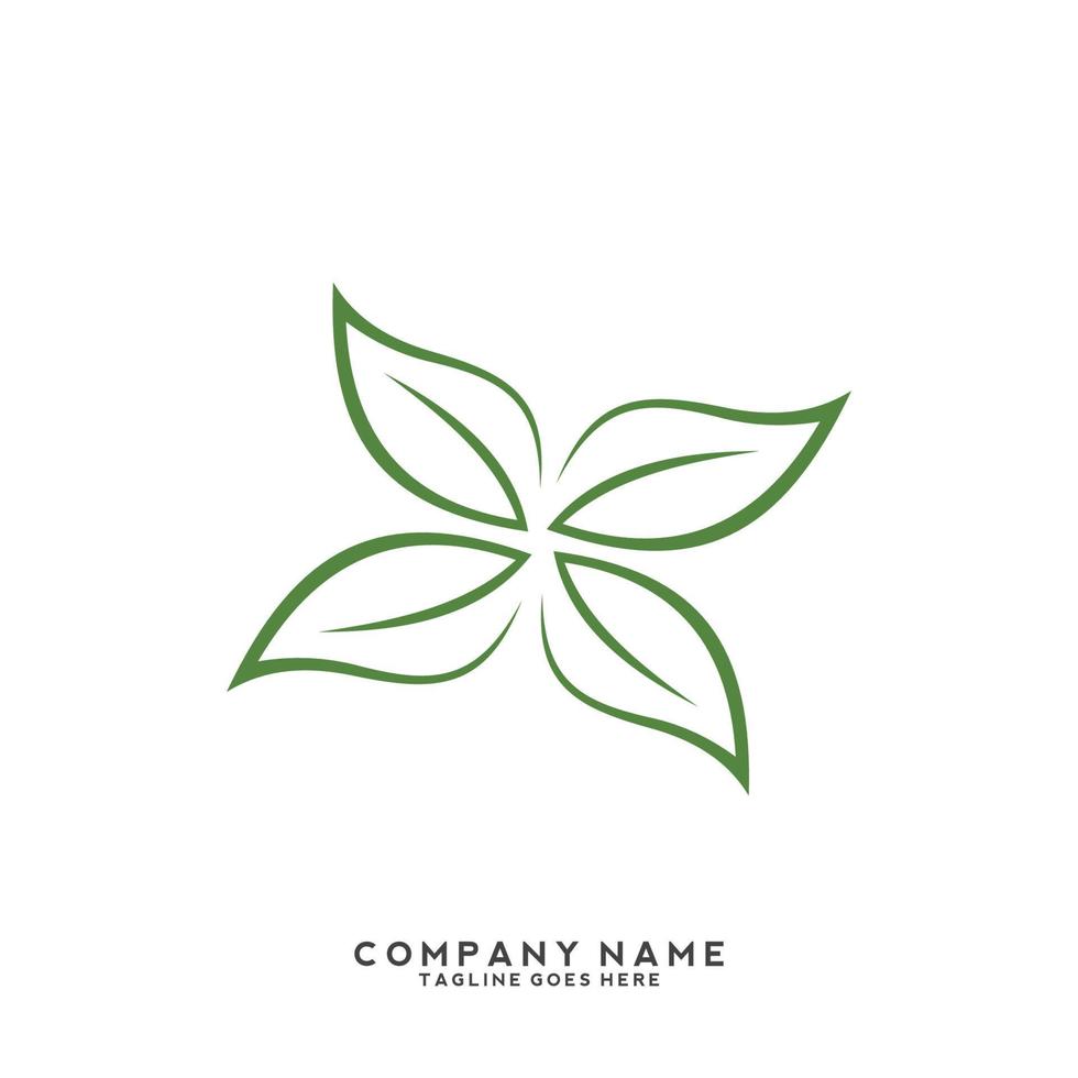 logotipo de hojas verdes. planta naturaleza eco jardín icono estilizado vector botánico.