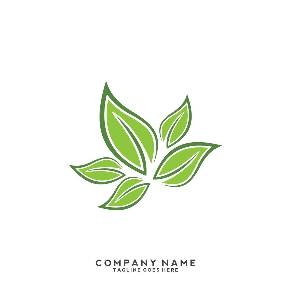 Green leaves logo. plant nature eco garden stylized icon vector botanical.