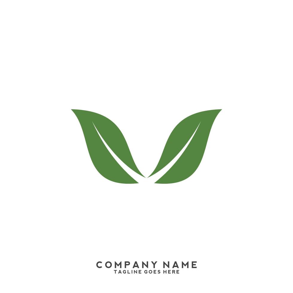 Green leaves logo. plant nature eco garden stylized icon vector botanical.