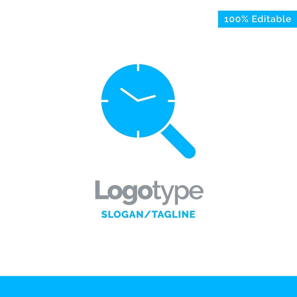 Search Research Watch Clock Blue Solid Logo Template Place for Tagline vector