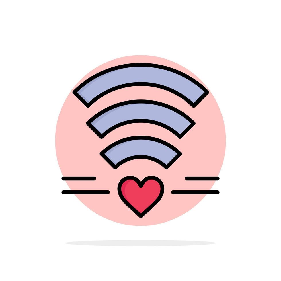 wifi amor boda corazón abstracto círculo fondo plano color icono vector