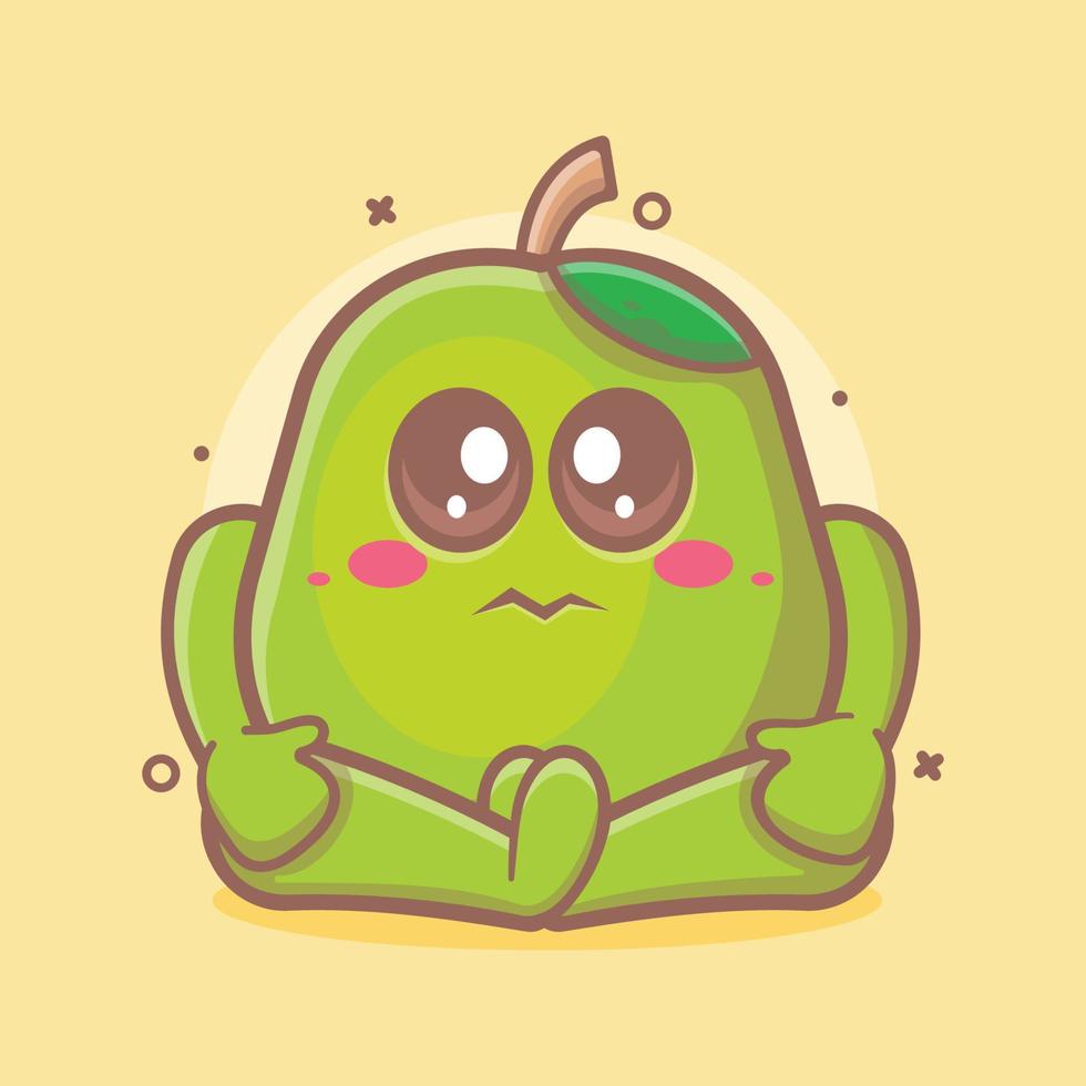 cute guava fruit character mascot with sad expression isolated cartoon in flat style design vector