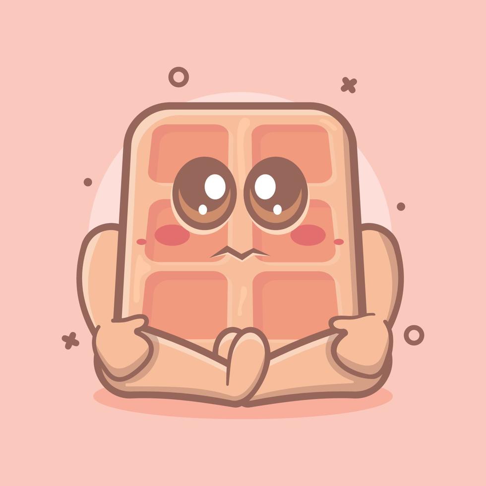 divertida mascota de personaje de comida de gofre belga con expresión triste dibujos animados aislados en diseño de estilo plano vector