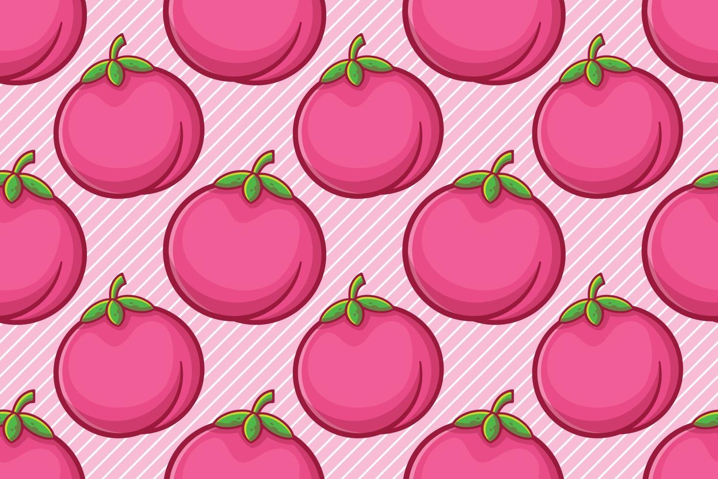 Ilustración de vector de patrones sin fisuras de fruta de durazno rosa