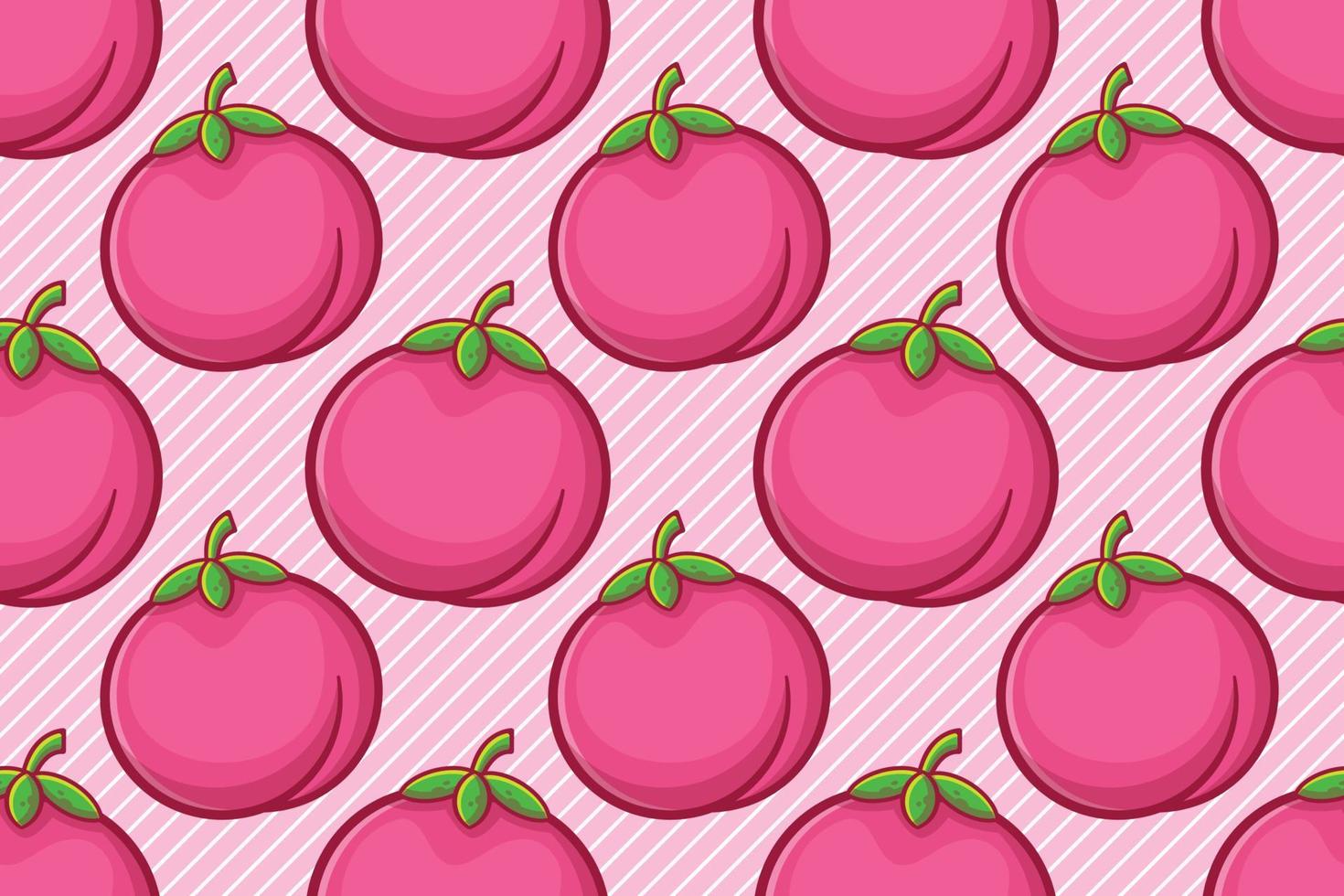 pink peach fruit seamless pattern vector illustration