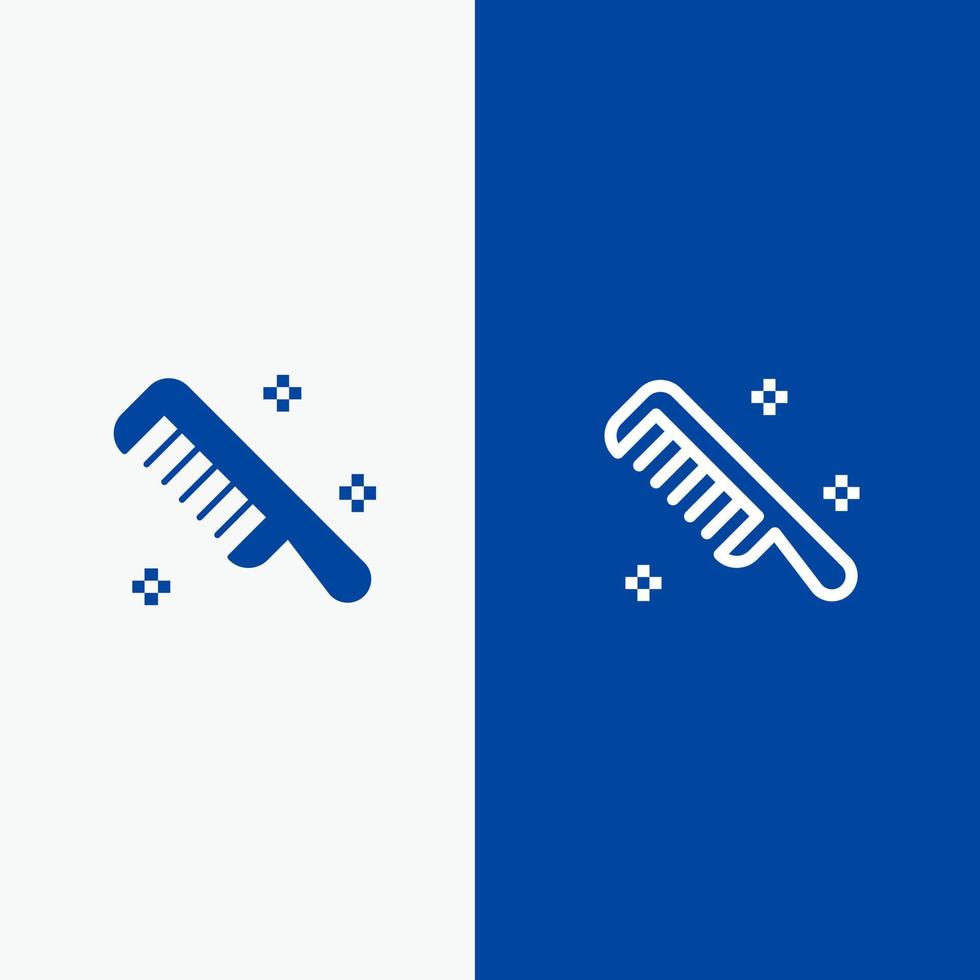 Brush Comb Cosmetic Clean Line and Glyph Solid icon Blue banner Line and Glyph Solid icon Blue banner vector