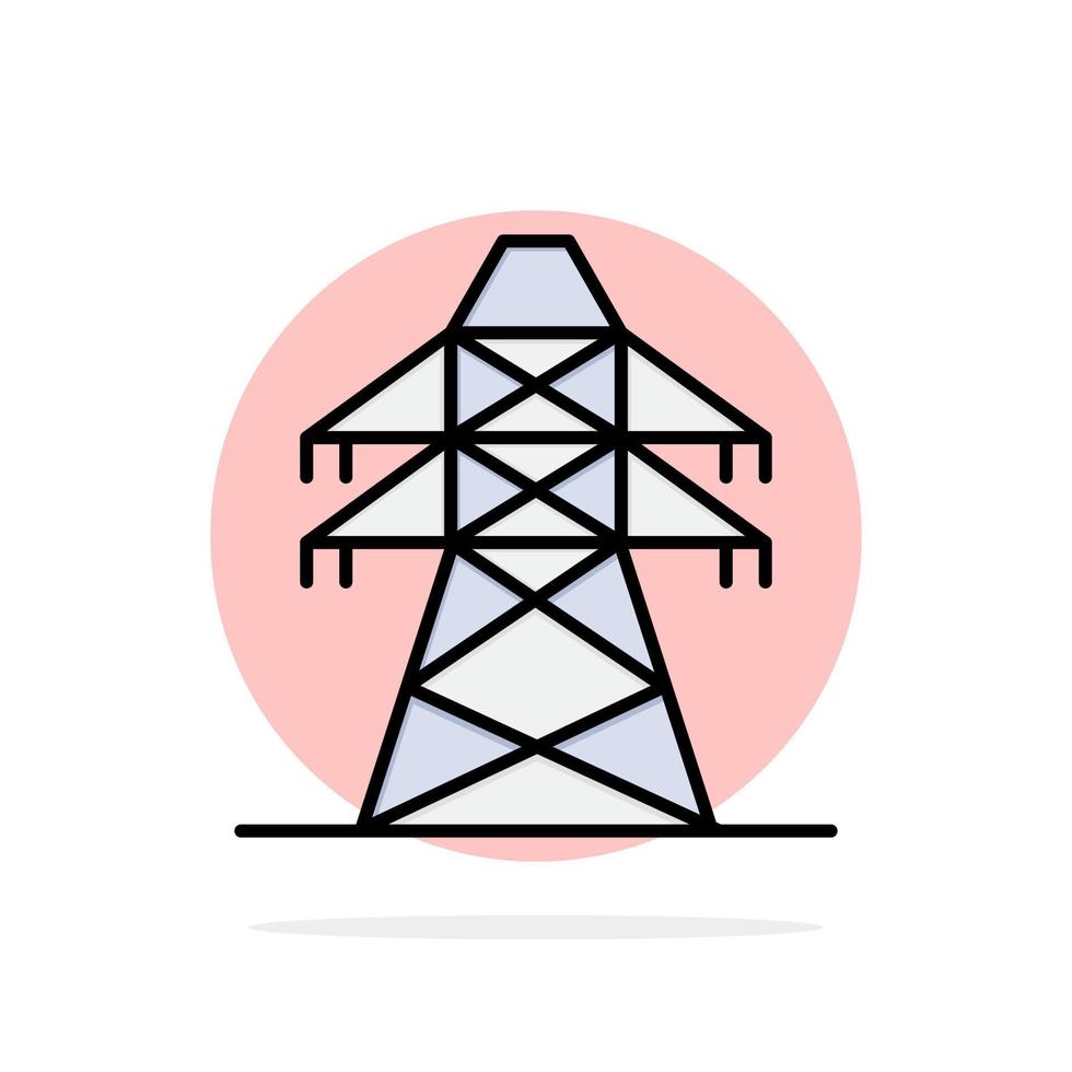 Electrical Energy Transmission Transmission Tower Abstract Circle Background Flat color Icon vector
