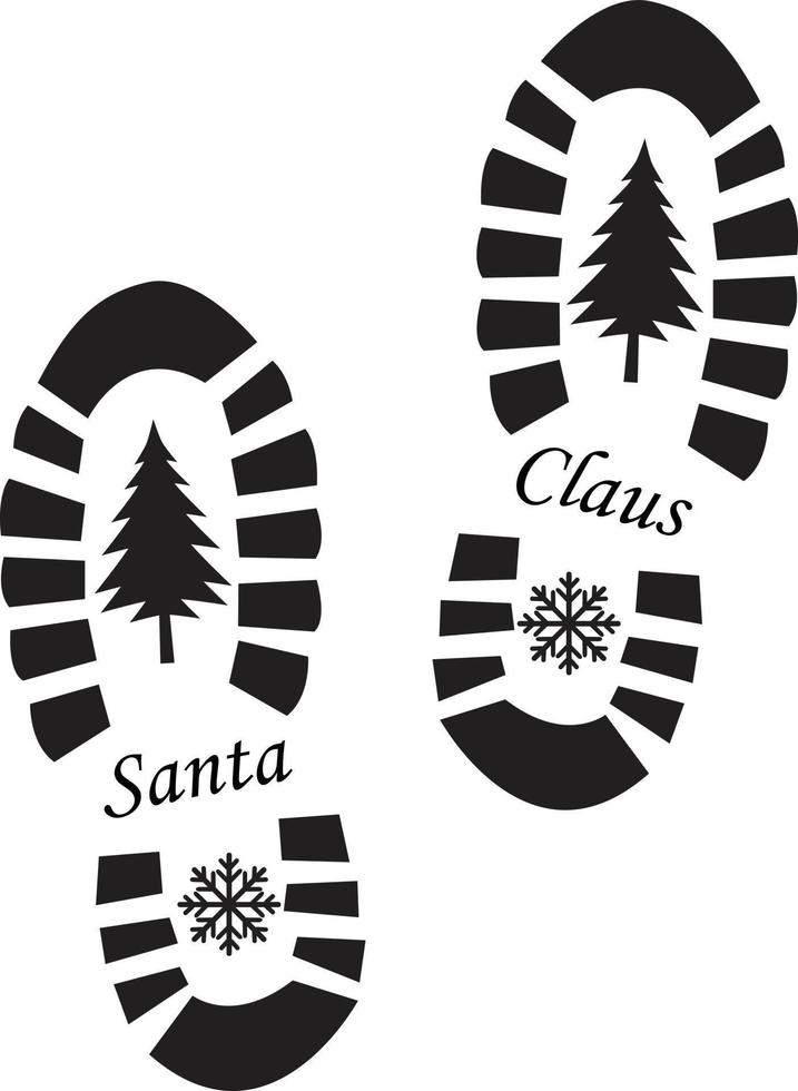 Santa footprint on white background. Claus cut foot template. Santa Claus footprint stencil designs. flat style. vector